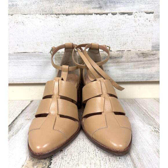 Seychelles Women’s 8 Tan Leather Stay Ready Strappy Buckle Heeled Sandal Shoes - Picture 5 of 10